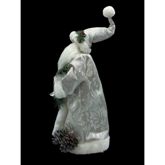 VTG White & Silver Robe Santa Claus Tree Topper Pine Cones Silver Bell  Garland - Picture 11 of 13